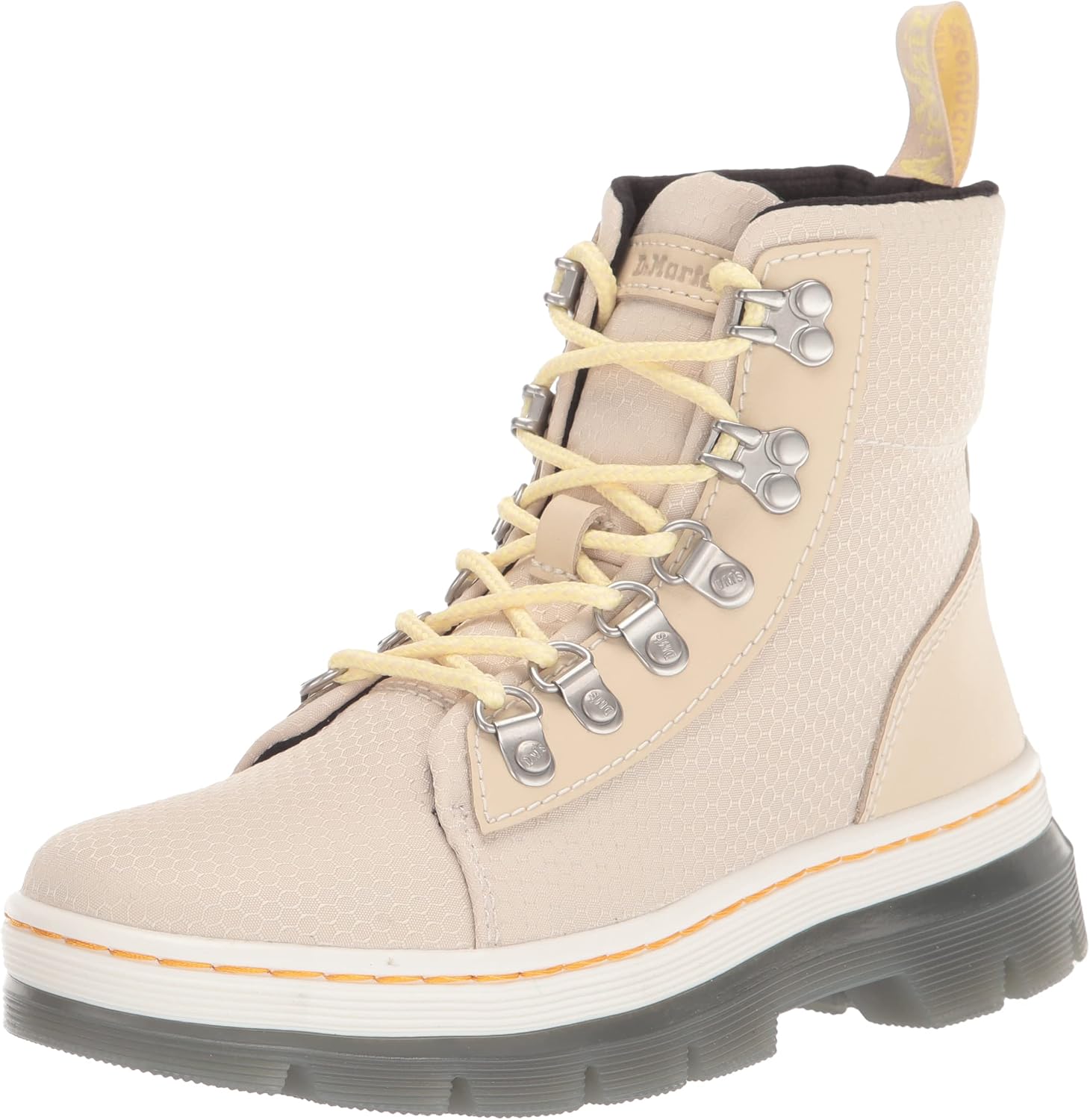 Dr. Martens Women's Combs W Tie Boot Parchment Beige 4060 Recycled Nylon Ripstop