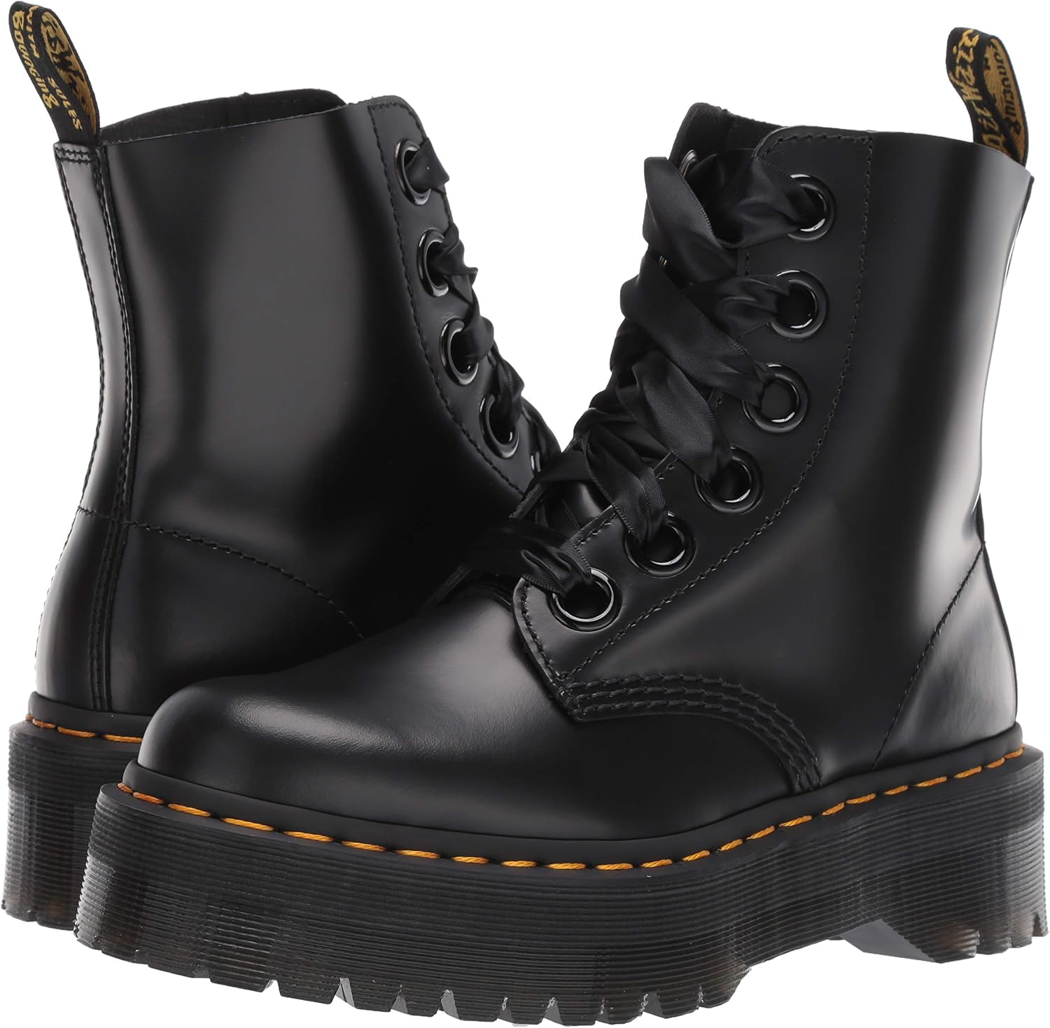 Dr. Martens Women's Molly Leather Platform Boot Black Buttero
