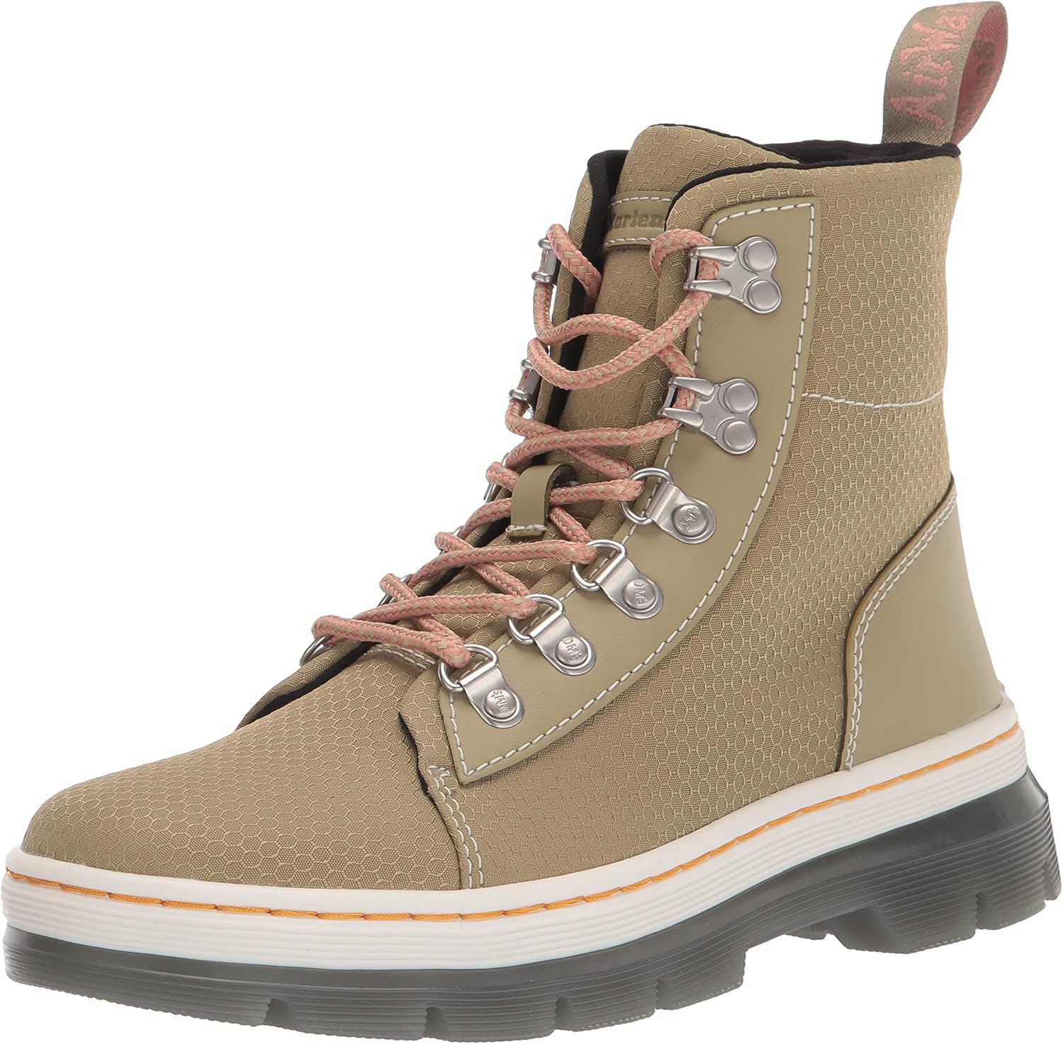 Dr. Martens Women's Combs W Tie Boot Pale Olive 4060 Recycled Nylon Ripstop