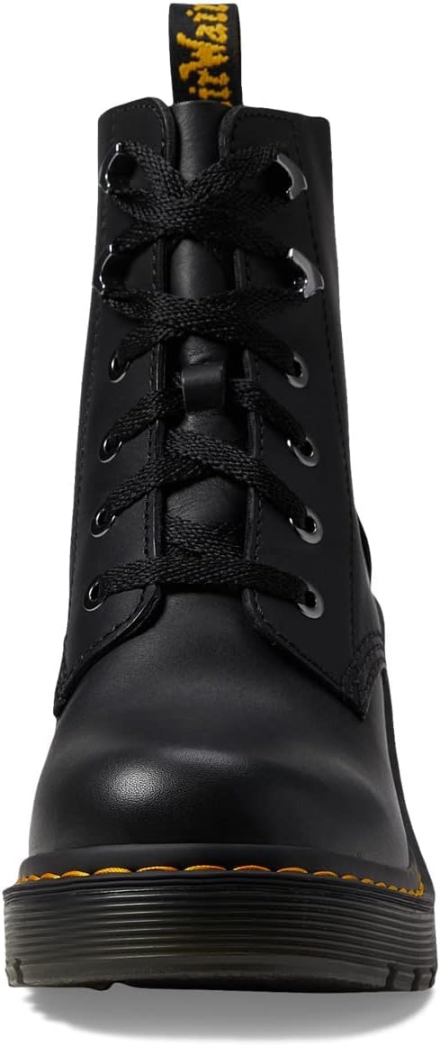 Dr. Martens Women's Jesy Leather Heeled Lace Up Boot Black Sendal