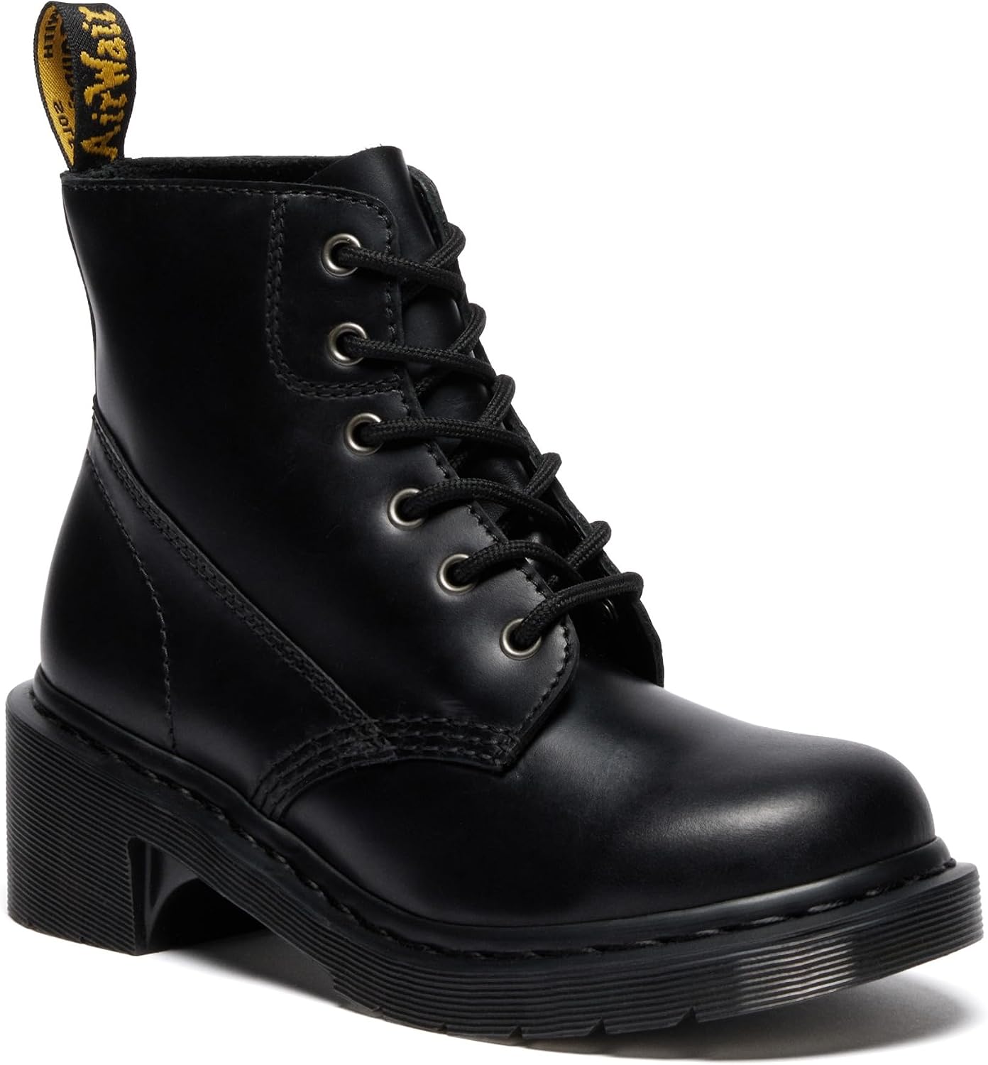 Dr. Martens Women's Alderstone Lace Up Leather Heeled Boot Black Orleans