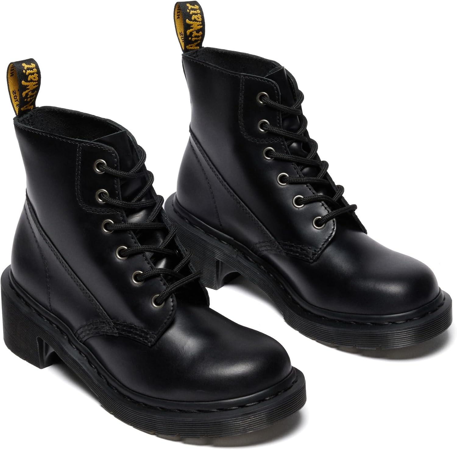 Dr. Martens Women's Alderstone Lace Up Leather Heeled Boot Black Orleans
