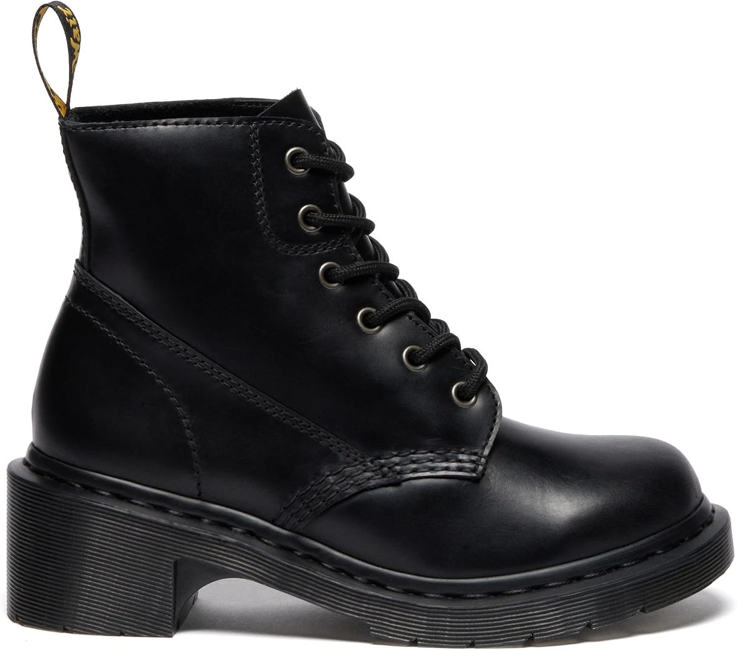 Dr. Martens Women's Alderstone Lace Up Leather Heeled Boot Black Orleans