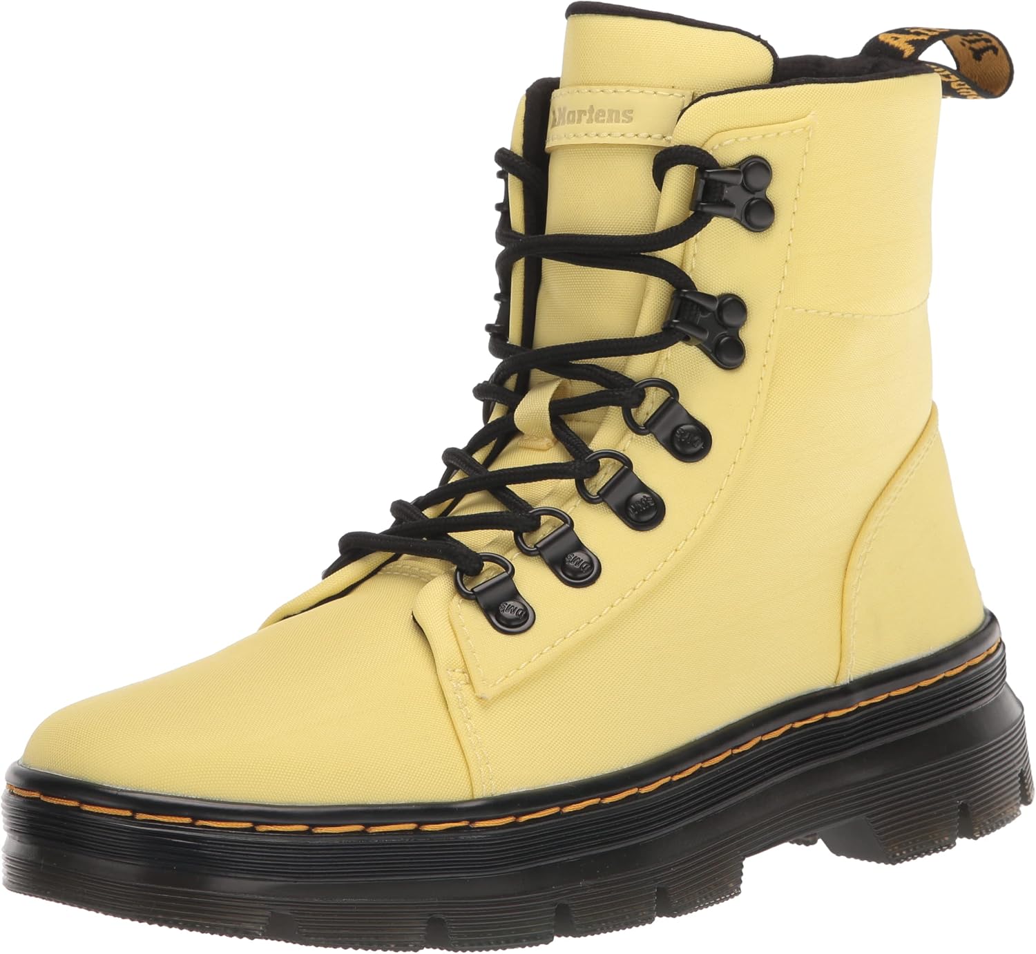 Dr. Martens Women's Combs W Tie Boot Lemon Yellow Cyclone Nylon & Milled Coated Leather