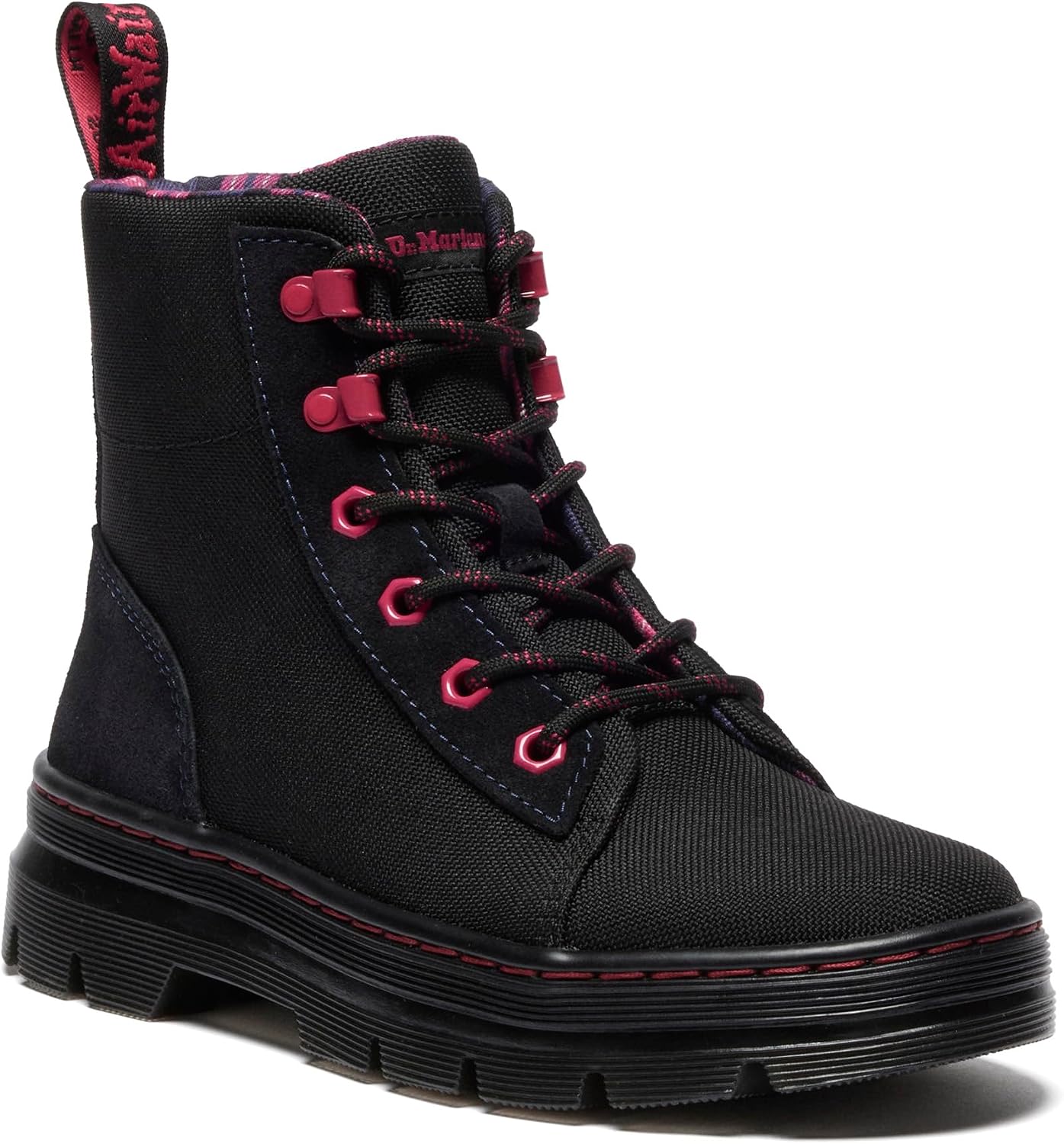 Dr. Martens Women's Combs Combat Boots Black Bronx Suede+extra Tough Poly