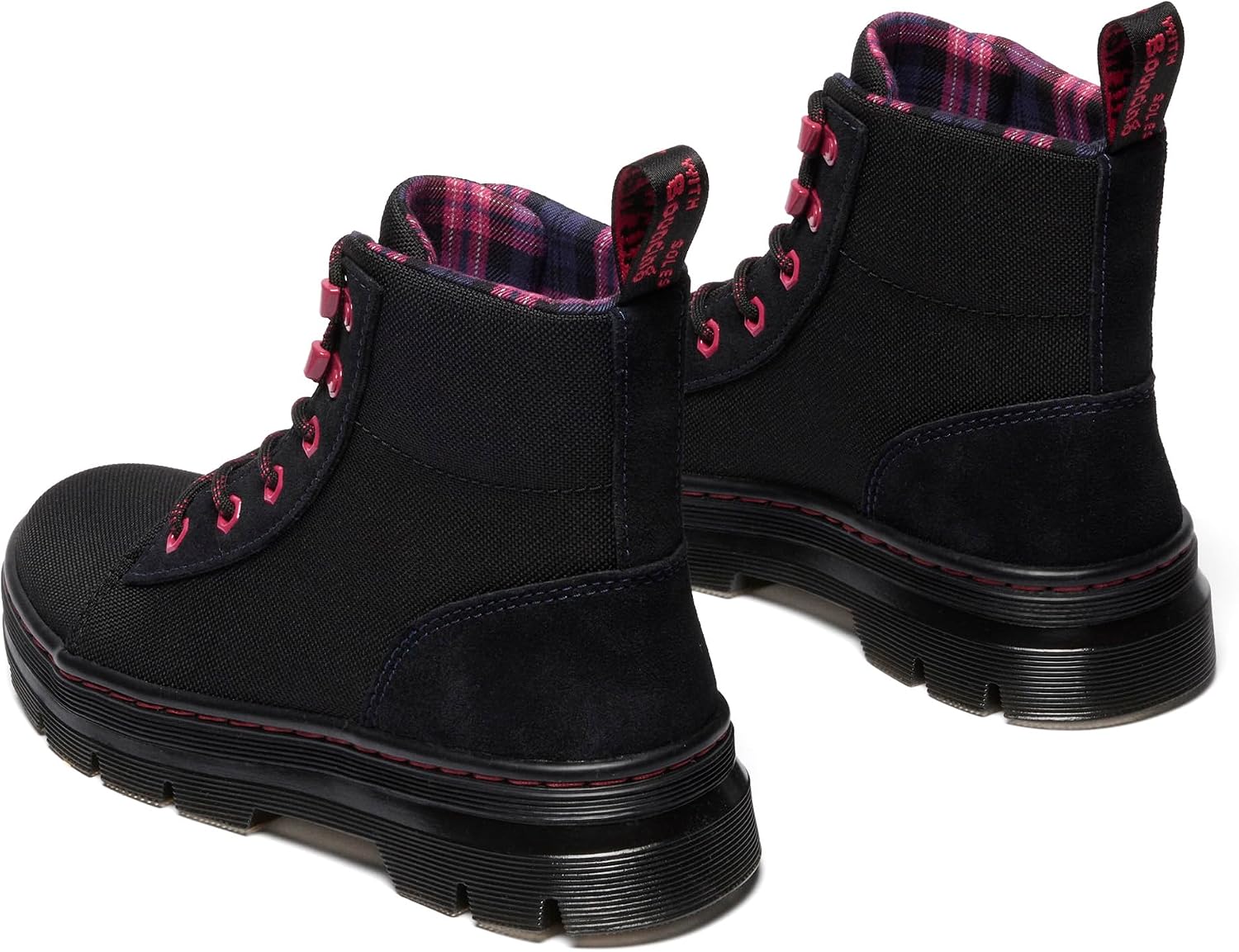 Dr. Martens Women's Combs Combat Boots Black Bronx Suede+extra Tough Poly