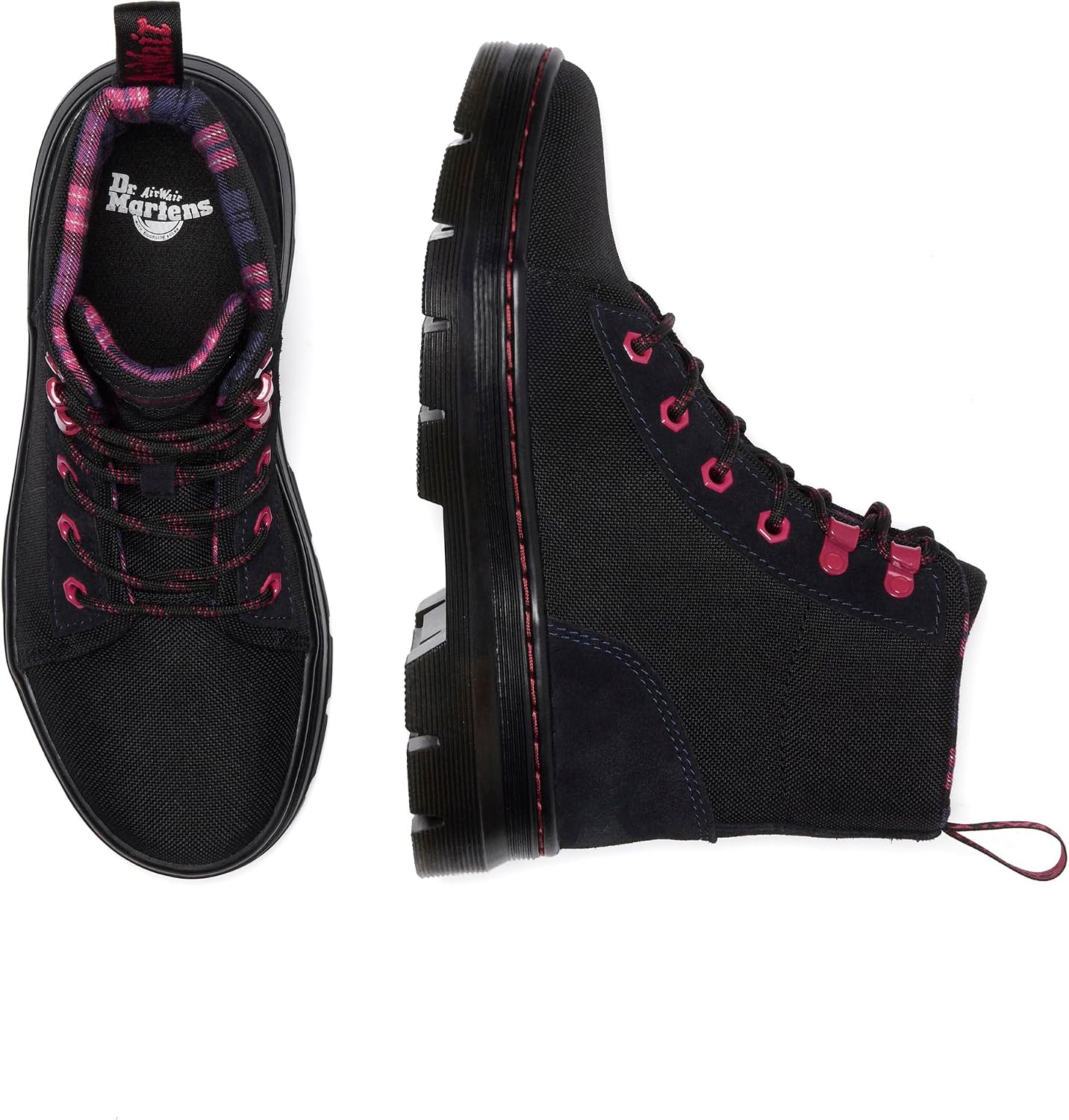Dr. Martens Women's Combs Combat Boots Black Bronx Suede+extra Tough Poly