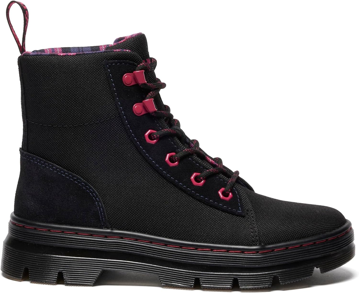 Dr. Martens Women's Combs Combat Boots Black Bronx Suede+extra Tough Poly