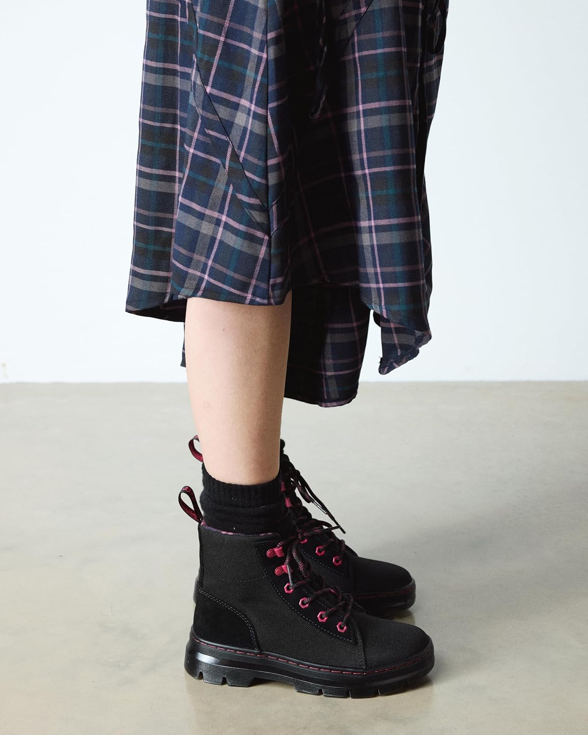 Dr. Martens Women's Combs Combat Boots Black Bronx Suede+extra Tough Poly