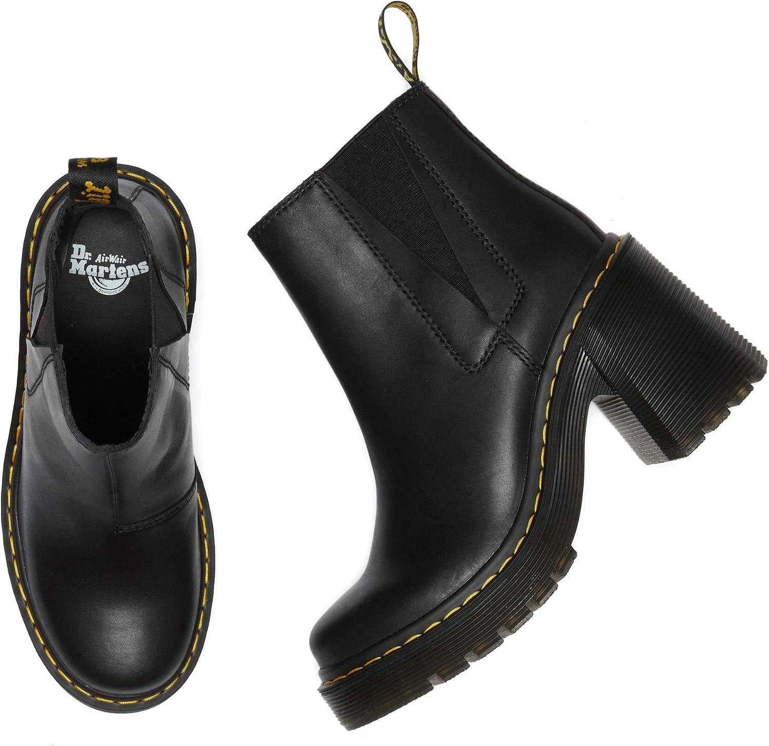 Dr. Martens Women's Spence Leather Heeled Chelsea Boot Black
