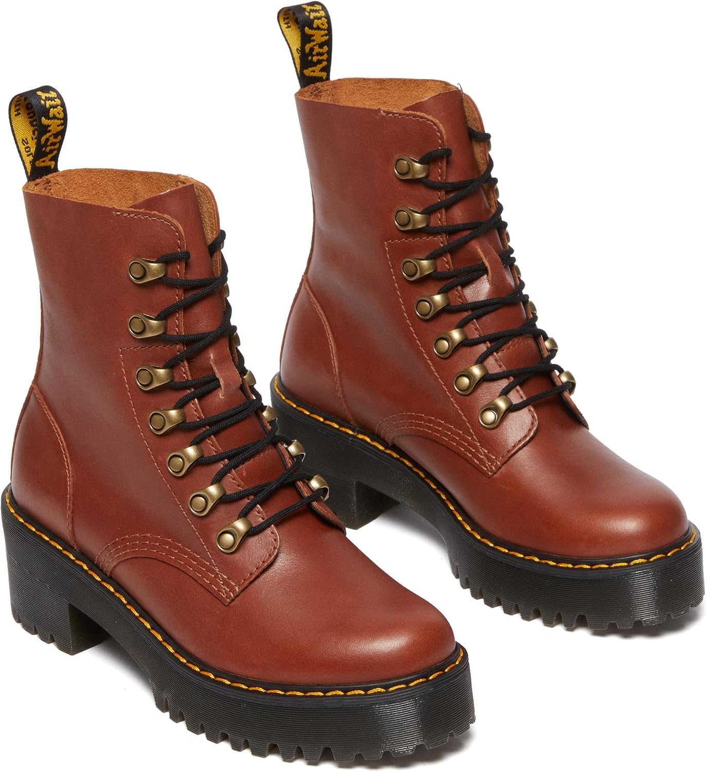 Dr. Martens Women's Leona Leather Heeled Boot Saddle Tan Farrier