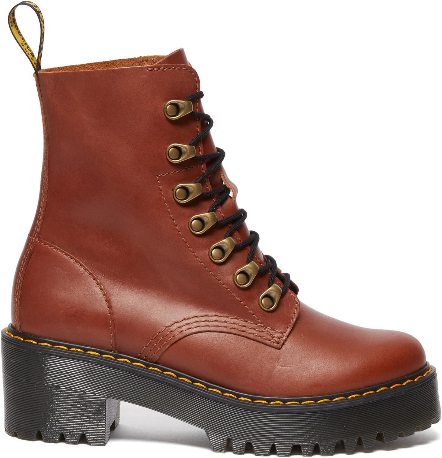 Dr. Martens Women's Leona Leather Heeled Boot Saddle Tan Farrier