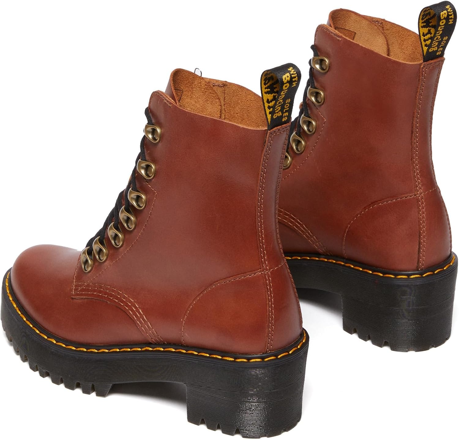 Dr. Martens Women's Leona Leather Heeled Boot Saddle Tan Farrier