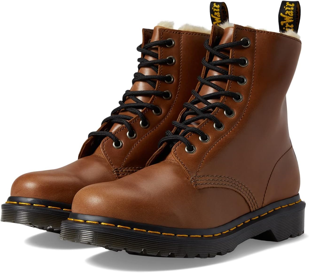Dr. Martens Women's 1460 Serena Leather Warm Lined Boots Saddle Tan Farrier