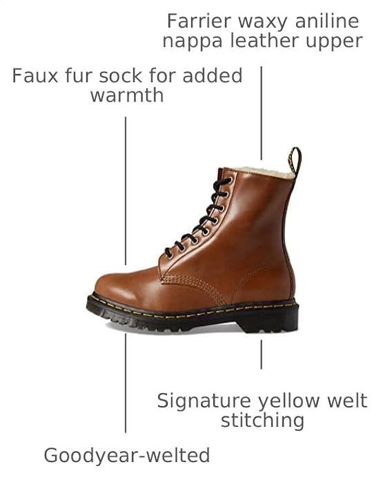Dr. Martens Women's 1460 Serena Leather Warm Lined Boots Saddle Tan Farrier