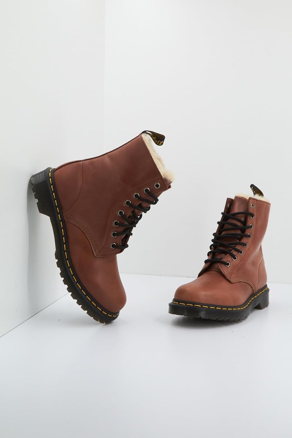 Dr. Martens Women's 1460 Serena Leather Warm Lined Boots Saddle Tan Farrier