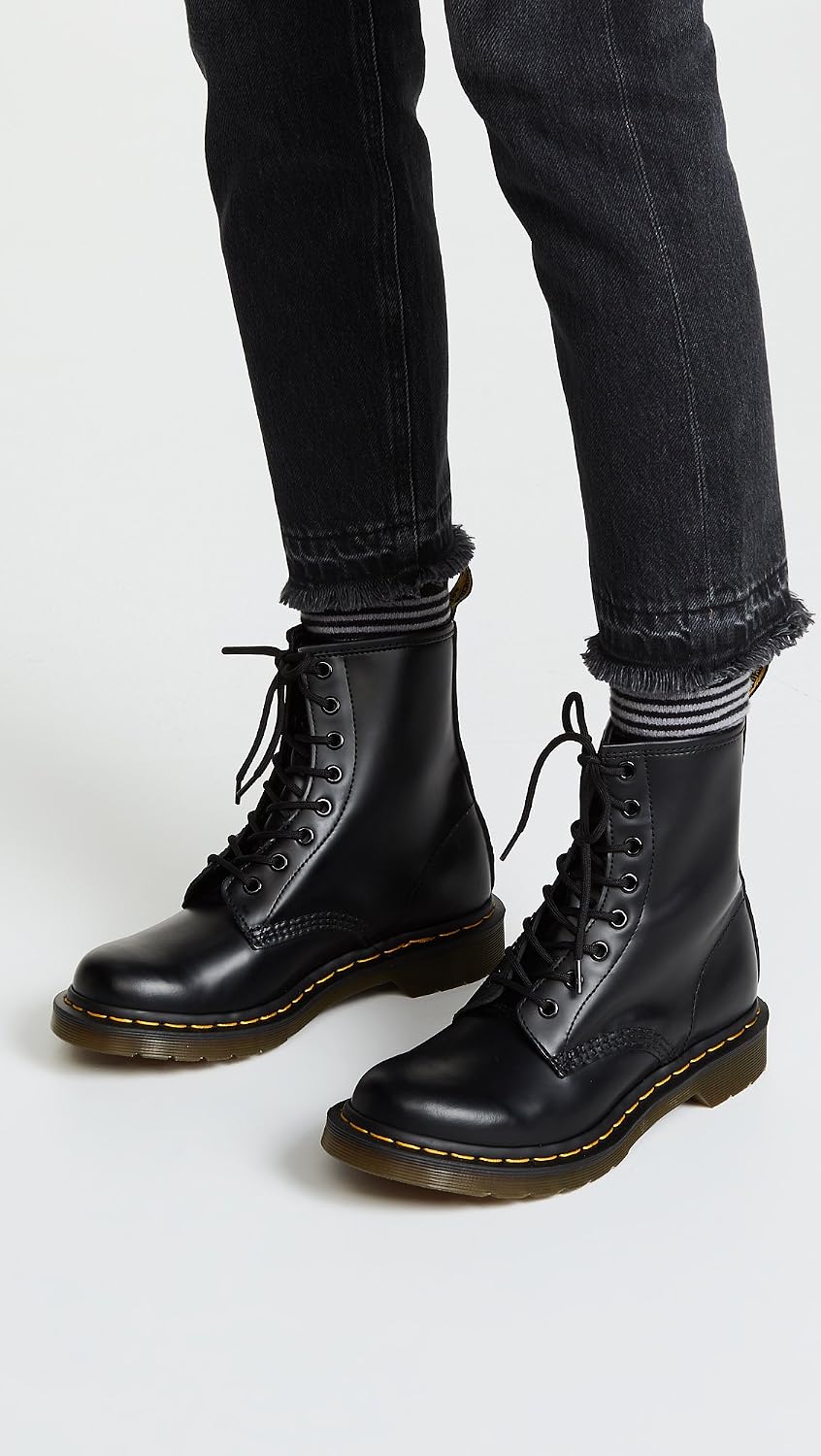 Dr. Martens Women's 1460 Smooth Leather Lace Up Boots Black