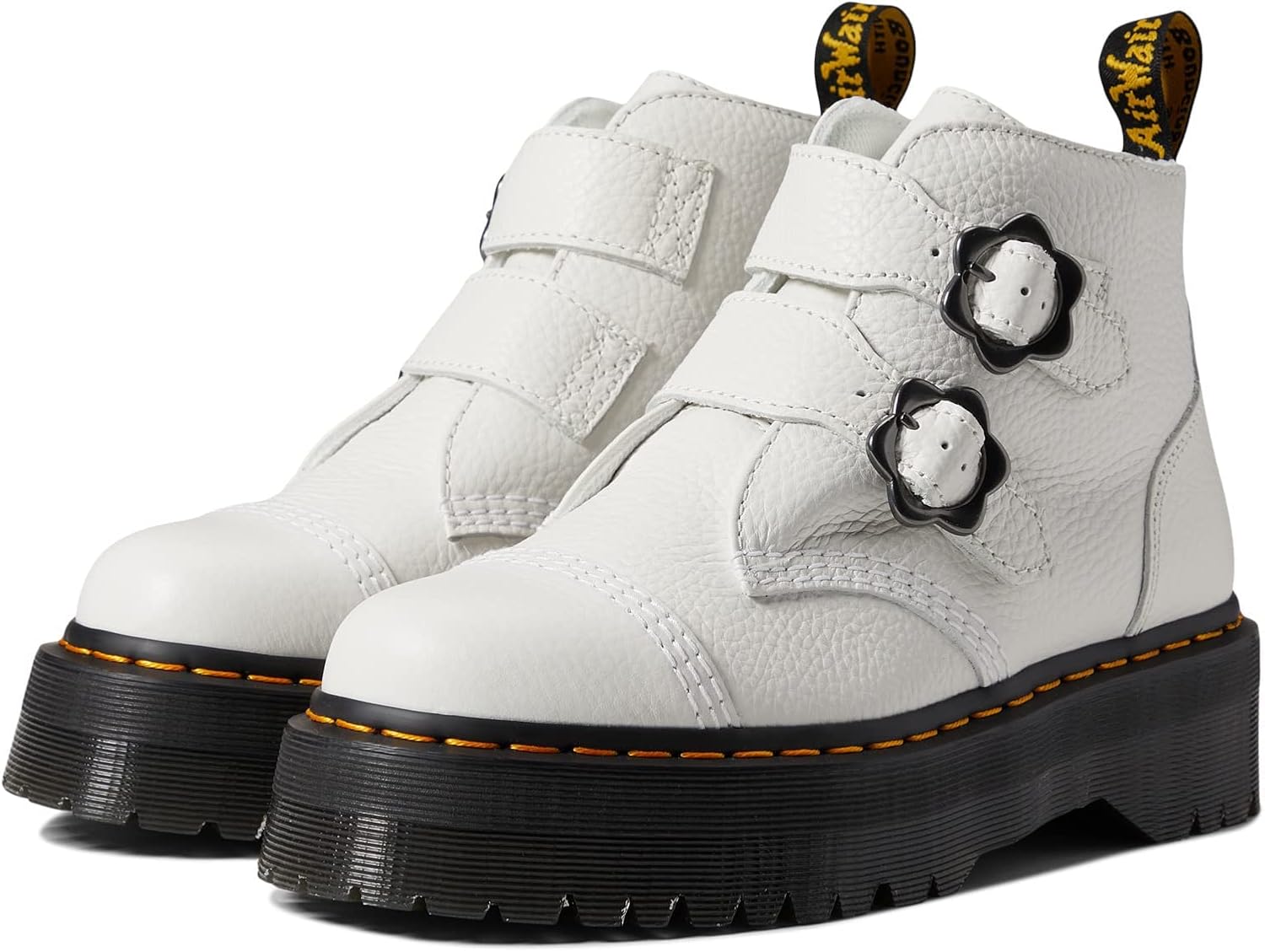 Dr. Martens Women's Devon Flwr White Milled Nappa