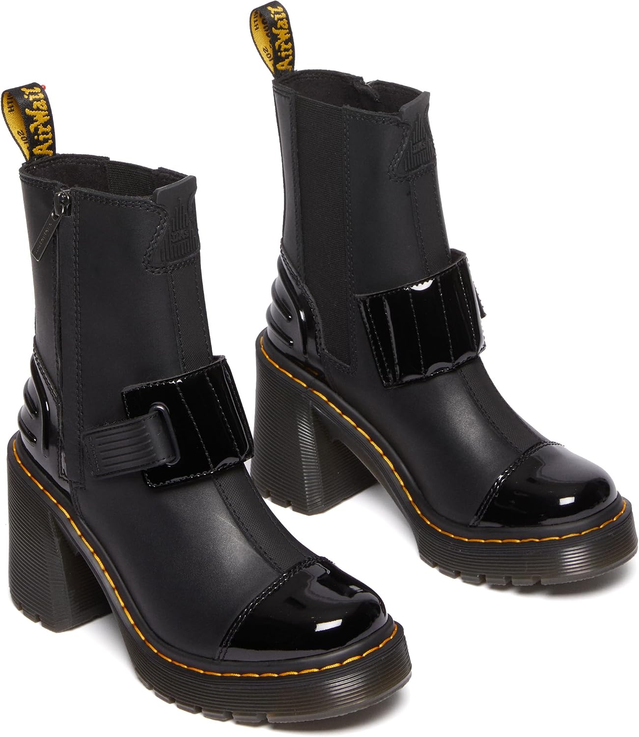 Dr. Martens womens Gaya Boot Black Sendal+soft Patent Pu