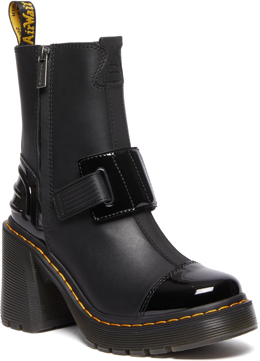 Dr. Martens womens Gaya Boot Black Sendal+soft Patent Pu