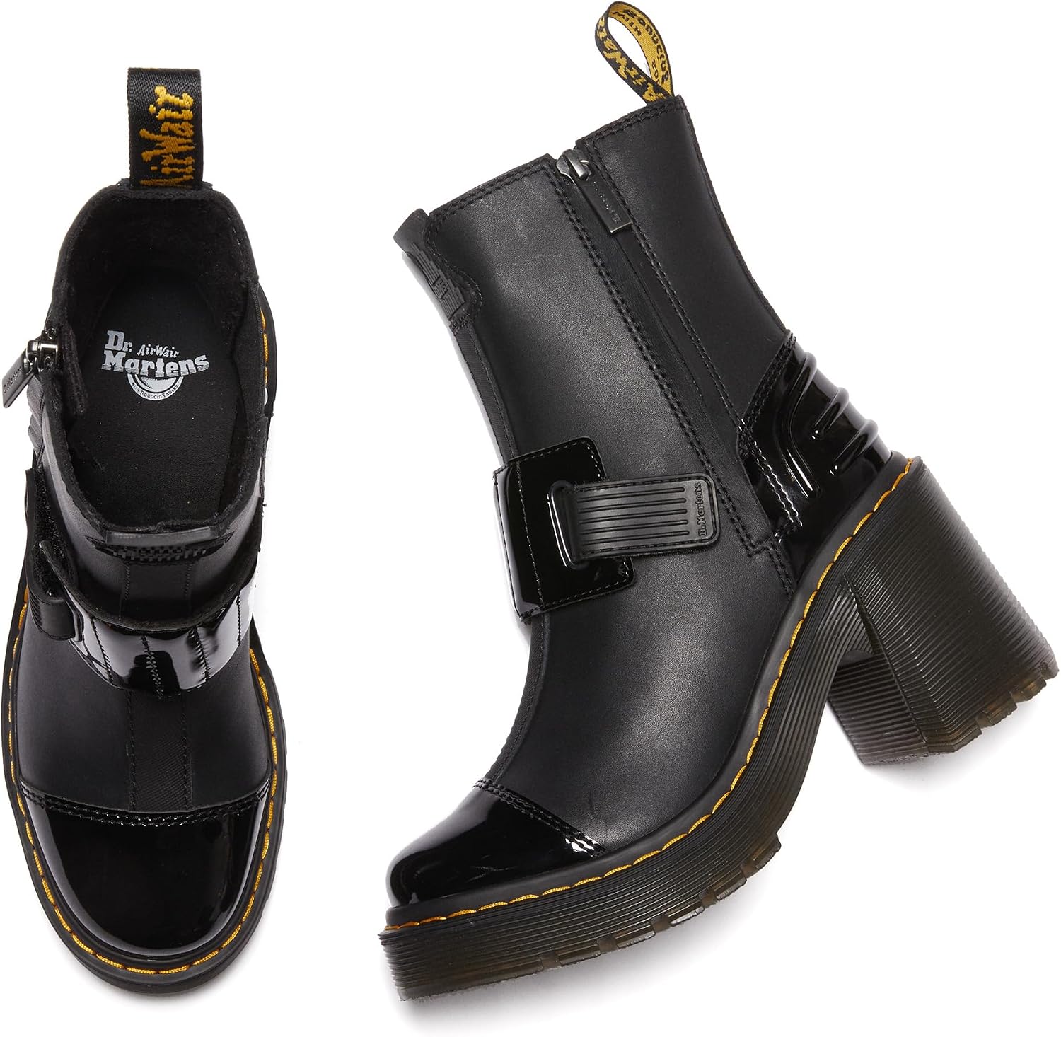 Dr. Martens womens Gaya Boot Black Sendal+soft Patent Pu