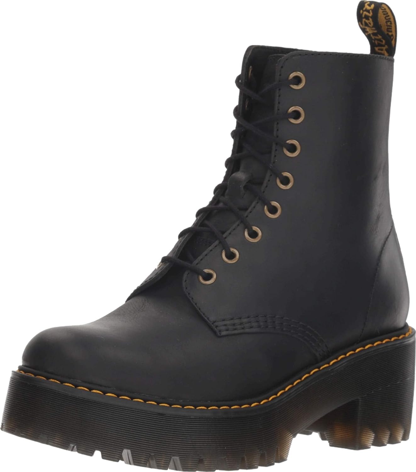 Dr. Martens Women's Shriver Hi Leather Heeled Lace Up Boot Black