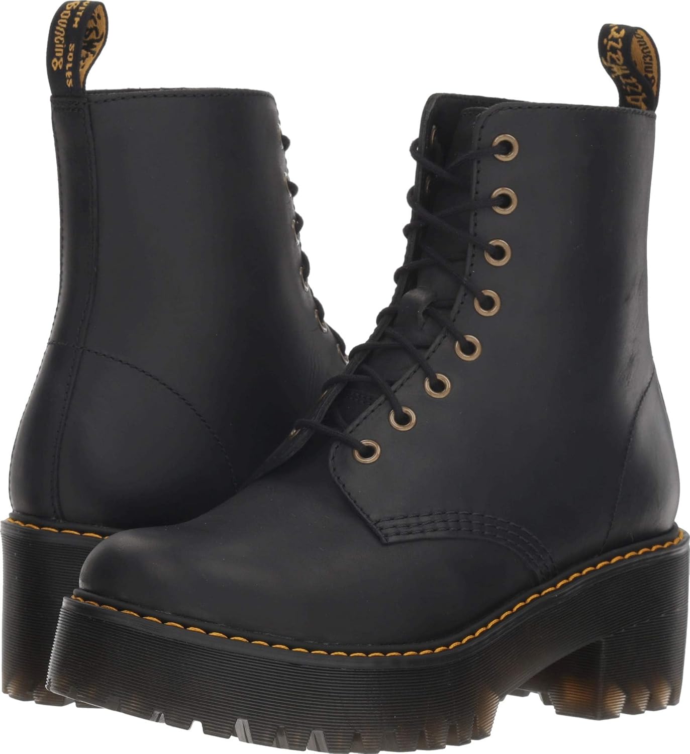 Dr. Martens Women's Shriver Hi Leather Heeled Lace Up Boot Black
