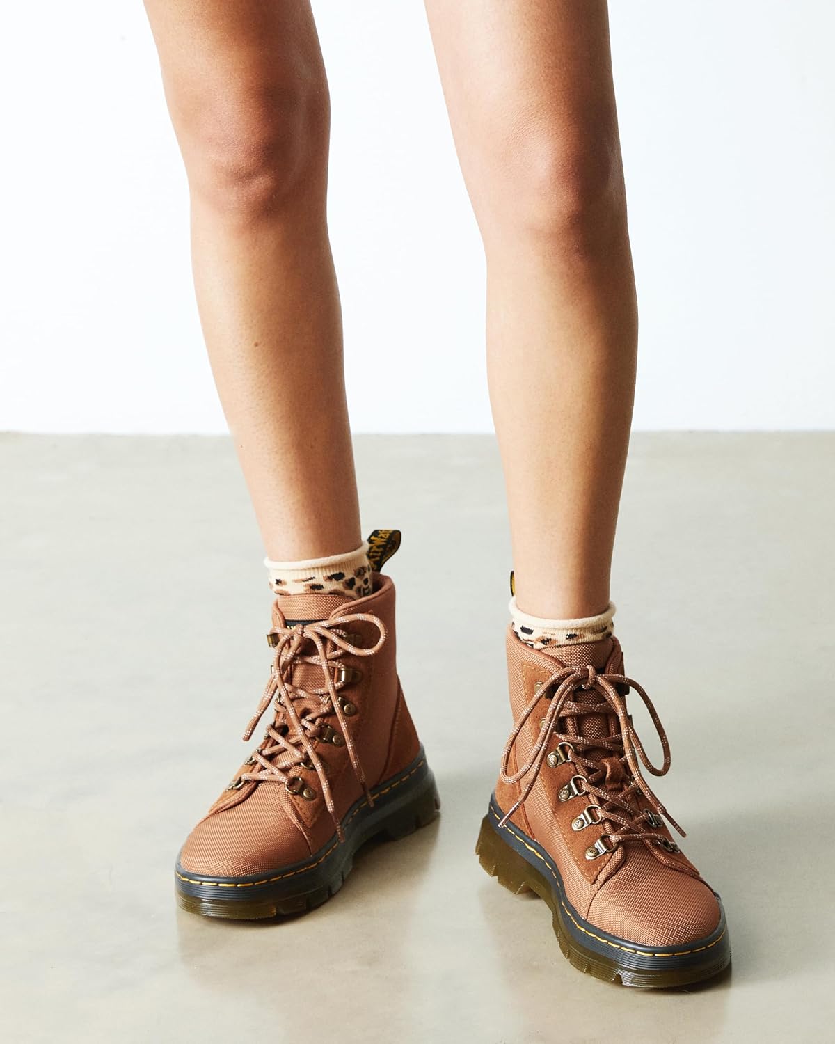 Dr. Martens Women's Combs Combat Boots Desert Brown Bronx Suede