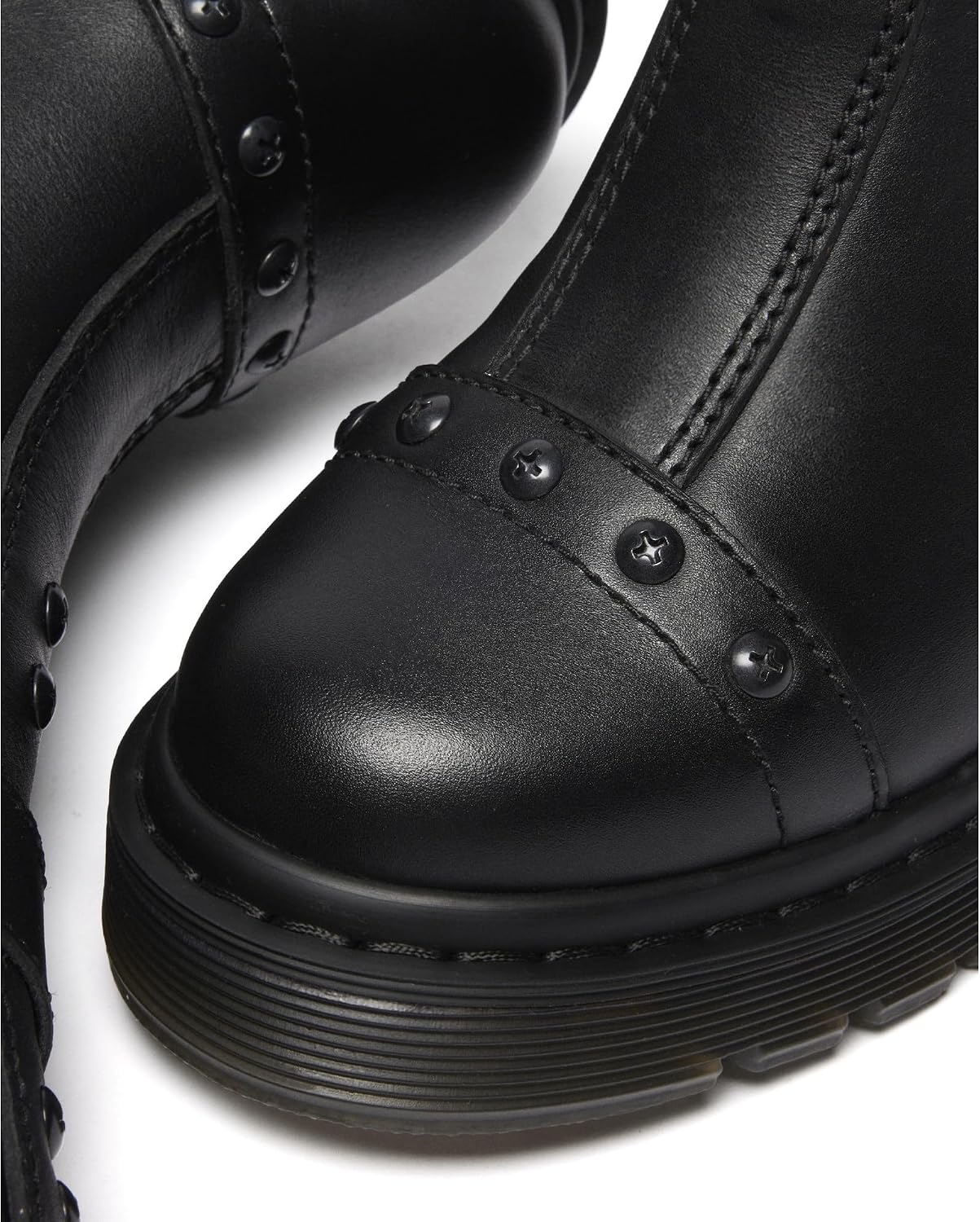 Dr. Martens Women's Spence Harness Flare Heel Leather Chelsea Boots Black Sendal