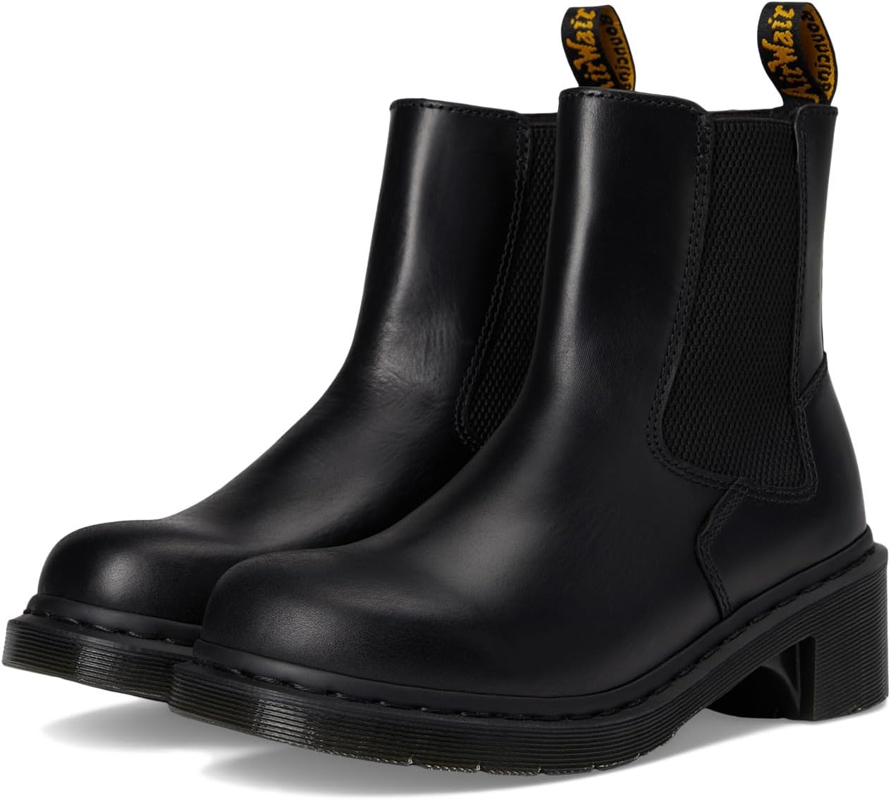 Dr. Martens Women's Alderstone Chelsea Leather Heeled Boot Black Orleans