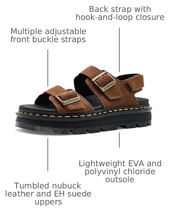 Dr. Martens, Damen Zebzag Sandalen Sepia Brown Tumbled Nubuck