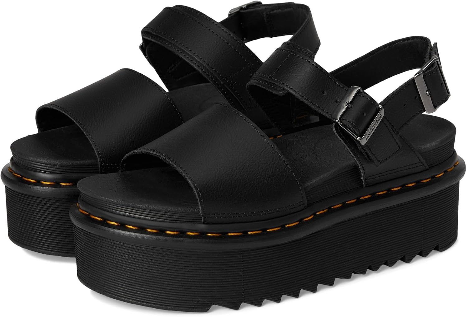 Dr. Martens Women's Voss Quad Leather Sandal Vintage Taupe Pisa Black 1