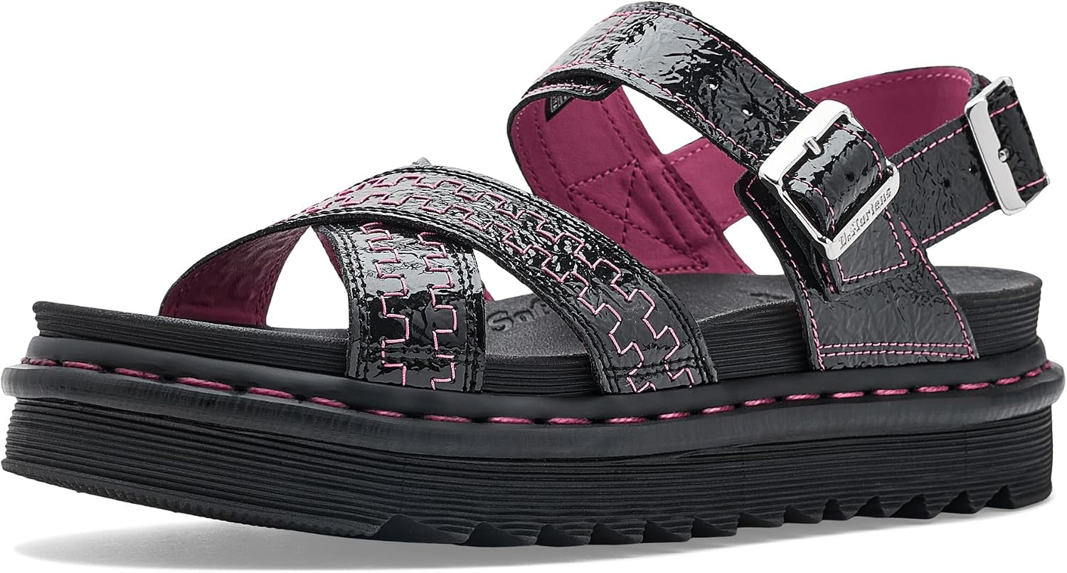 Dr. Martens Women's Voss II Black Distressed Patent