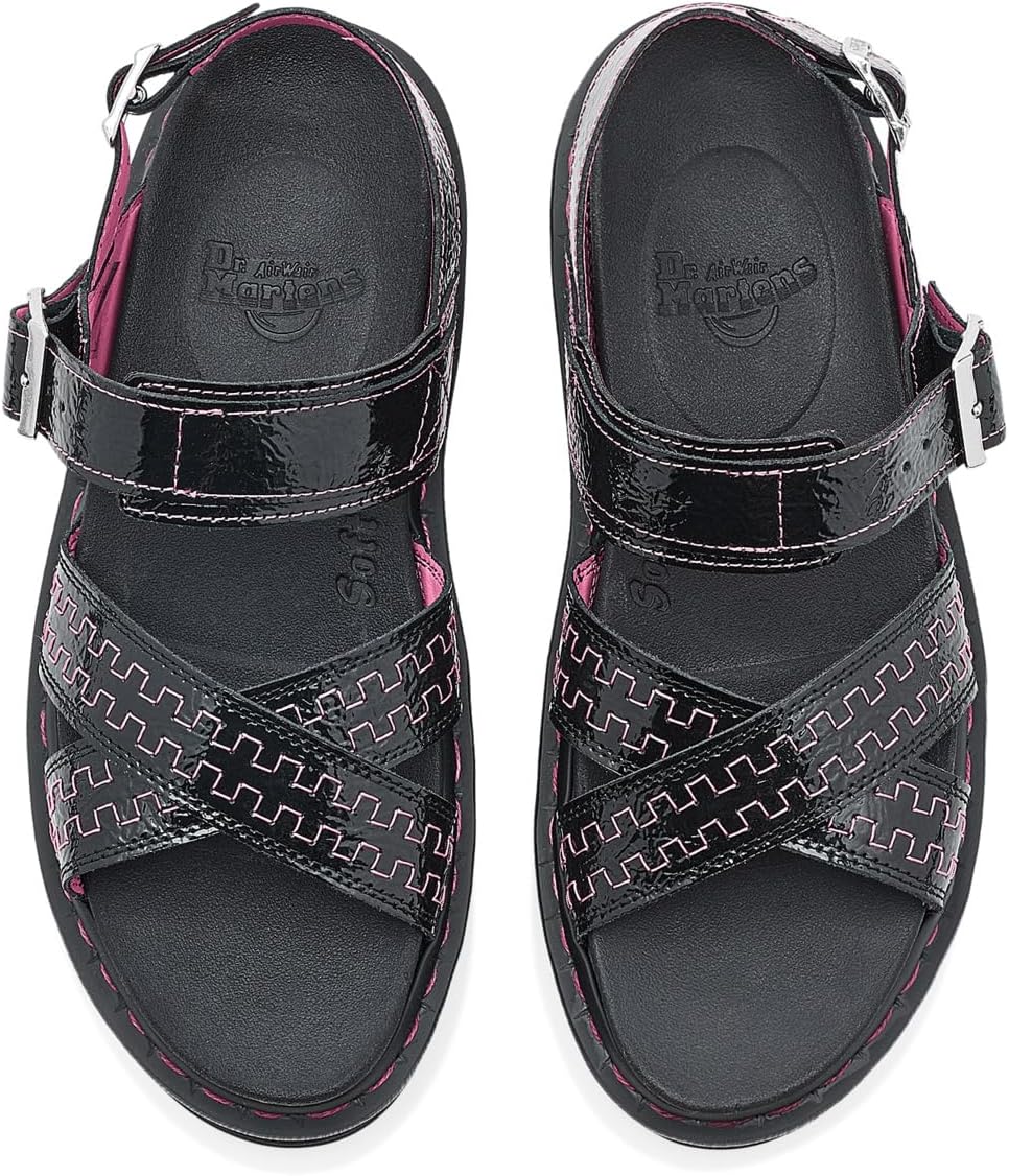 Dr. Martens Women's Voss II Black Distressed Patent