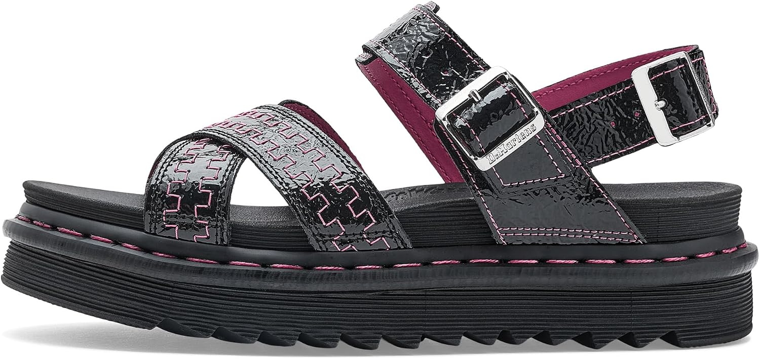 Dr. Martens Women's Voss II Black Distressed Patent