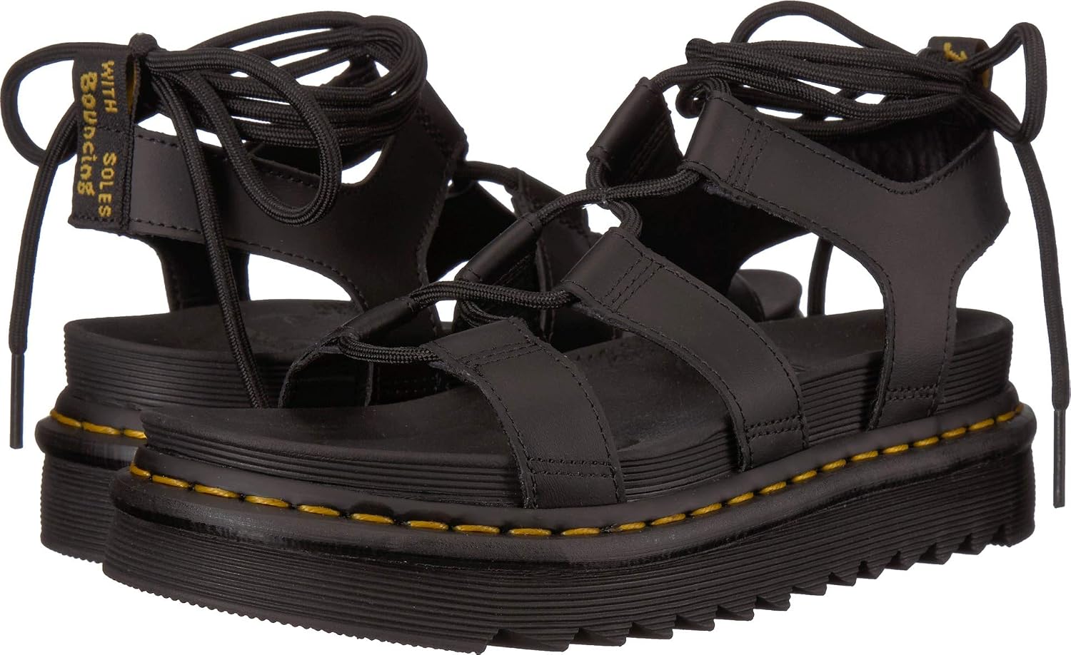Dr. Martens Women's Nartilla Leather Gladiator Sandal Black Hydro