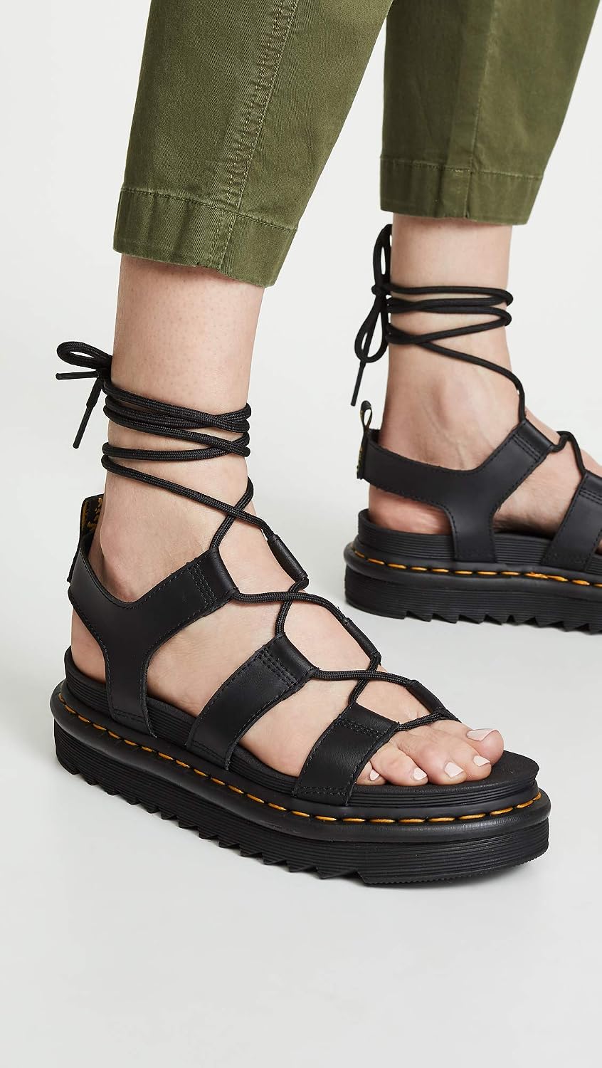 Dr. Martens Women's Nartilla Leather Gladiator Sandal Black Hydro