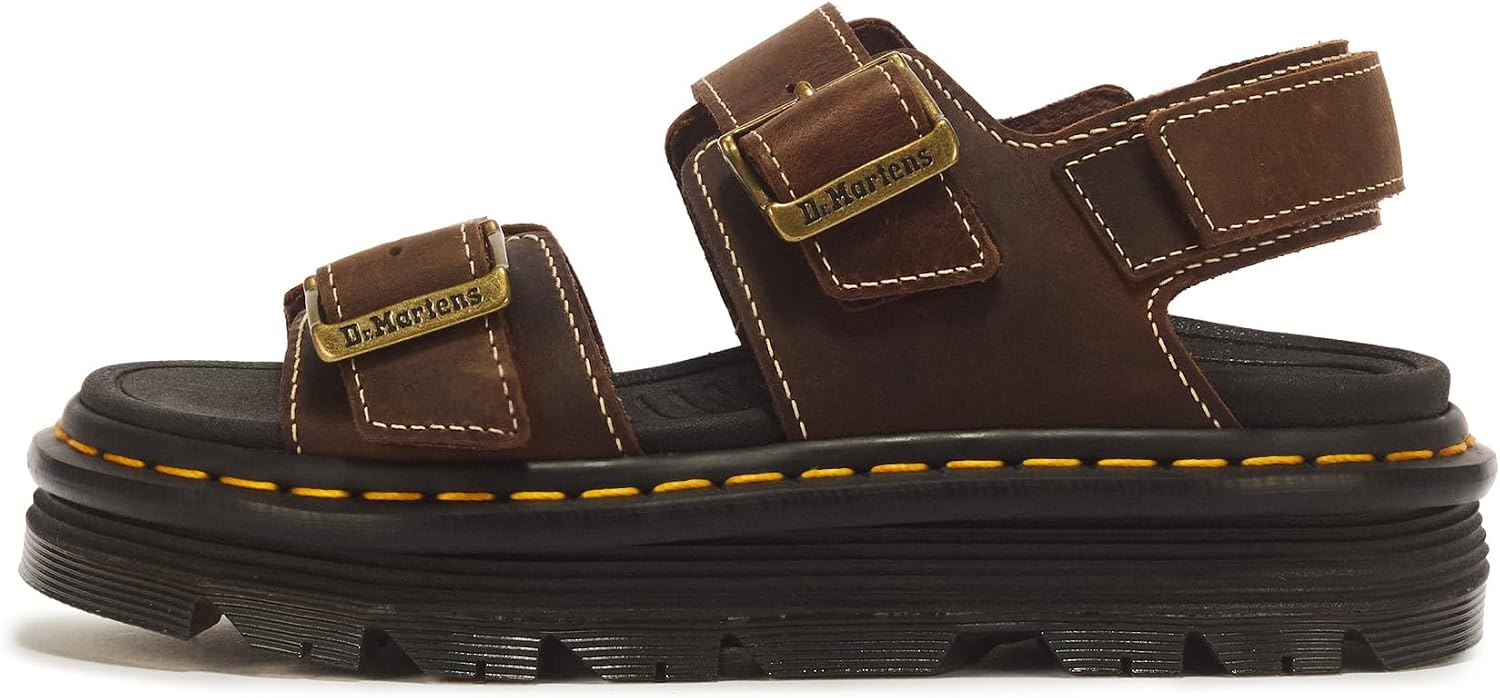 Dr. Martens Women's Zebzag Sandal Dark Brown Crazy Horse