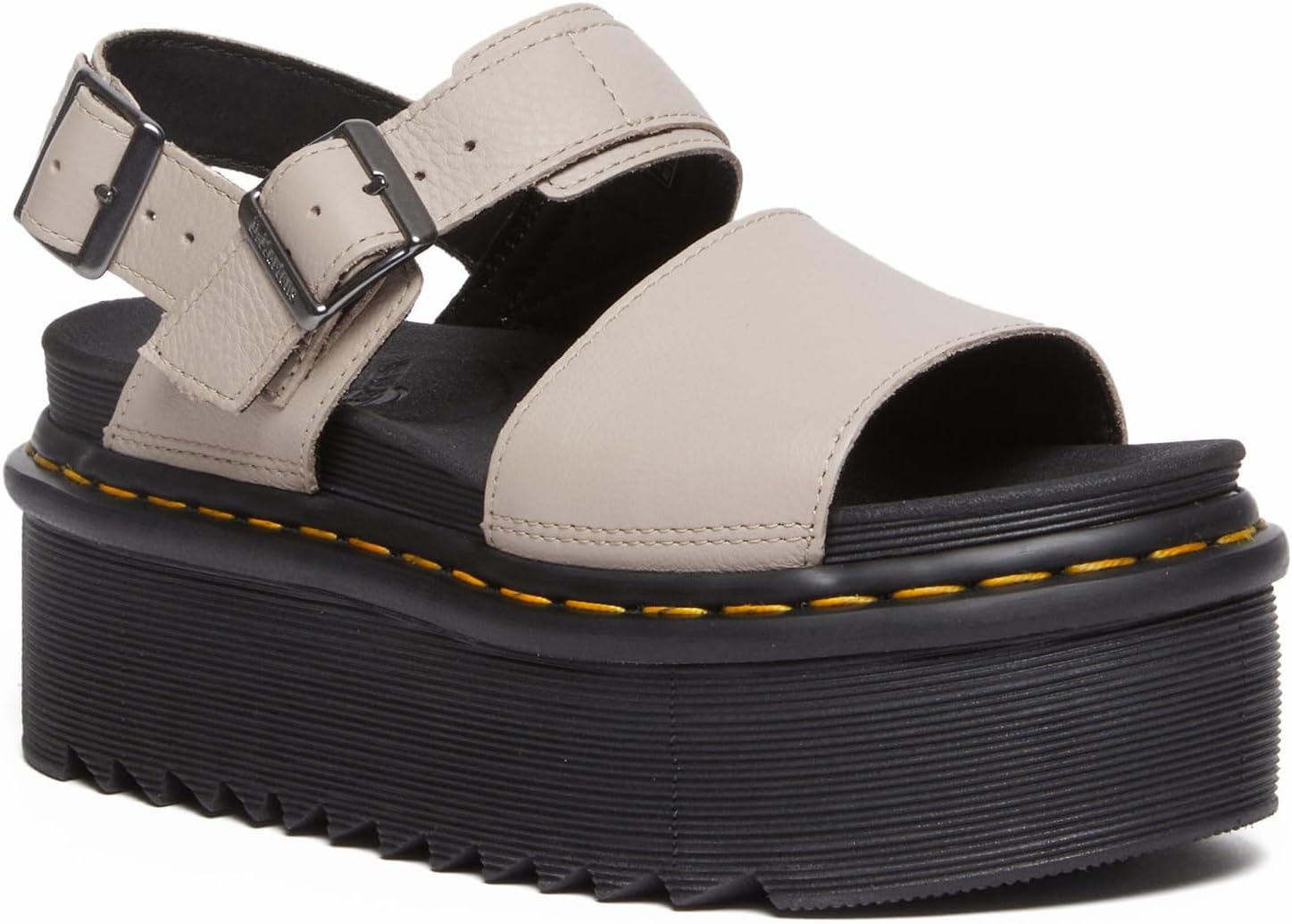 Dr. Martens Women's Voss Quad Leather Sandal Vintage Taupe Pisa