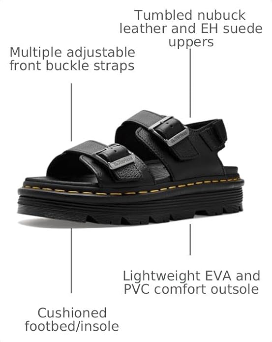 Dr. Martens, Damen Zebzag Sandalen Black Pisa