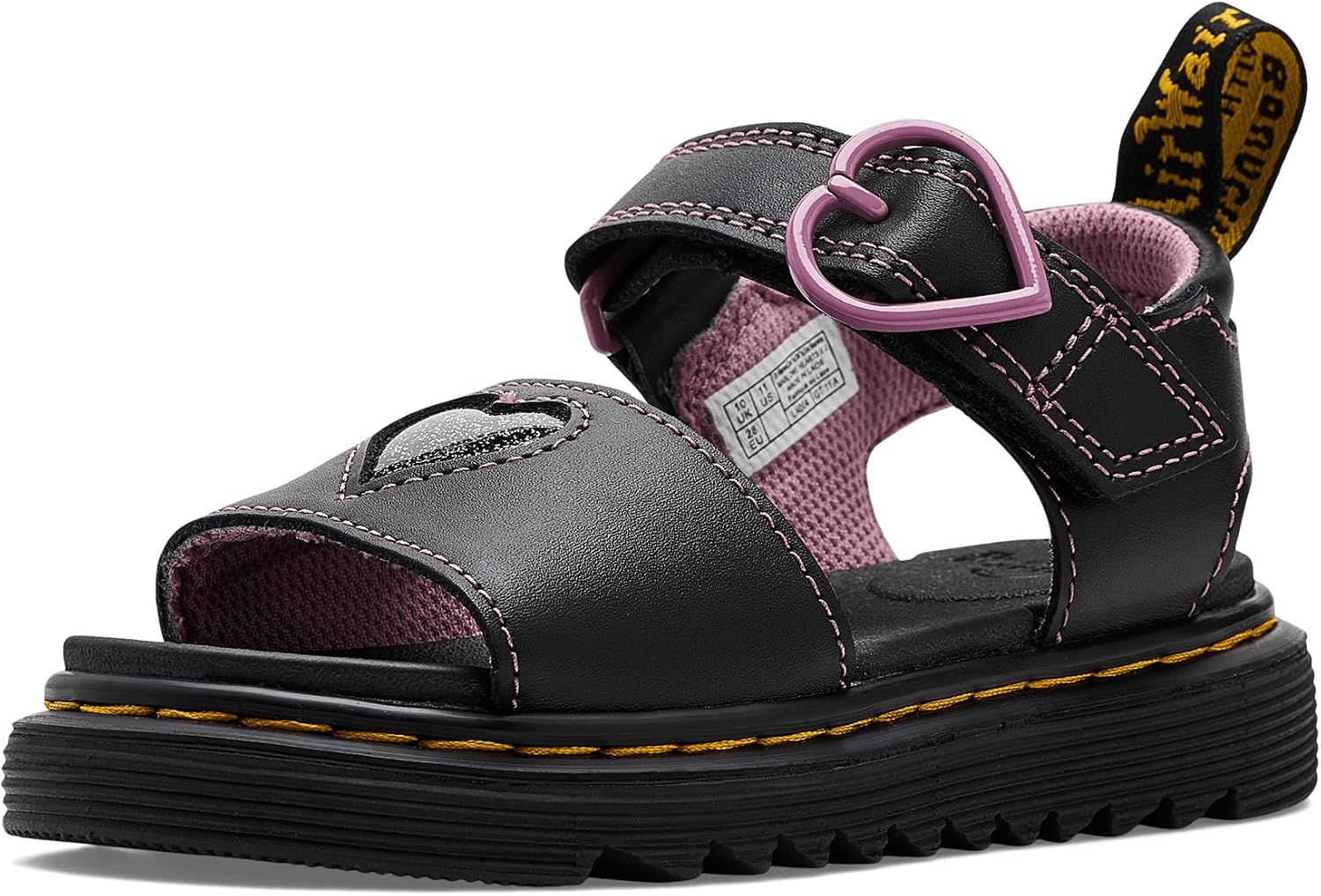 Dr. Martens girls Marlowe Hearts (Toddler) BlackNebula Glitter