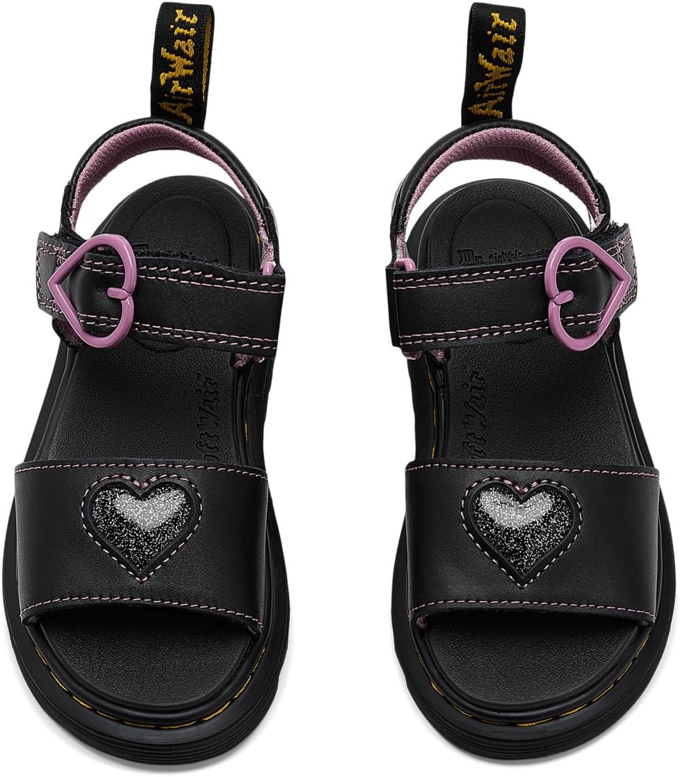Dr. Martens girls Marlowe Hearts (Toddler) BlackNebula Glitter