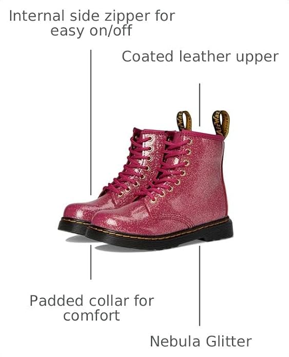 Dr. Marten's Kids 1460 Boot FuchsiaSilverGold Glitter