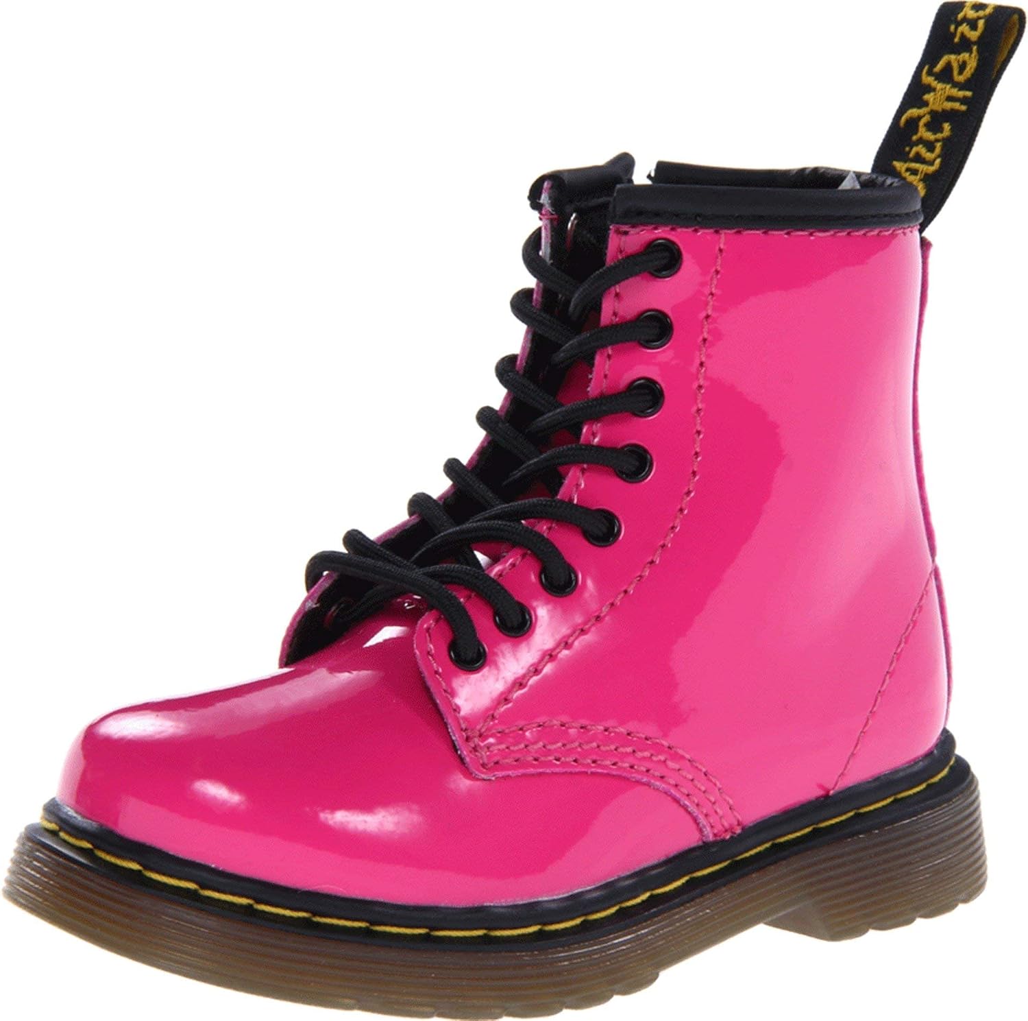 Dr. Martens Unisex-Child 1460 T Softy T Leather Eye Boot Hot Pink Patent Lamper