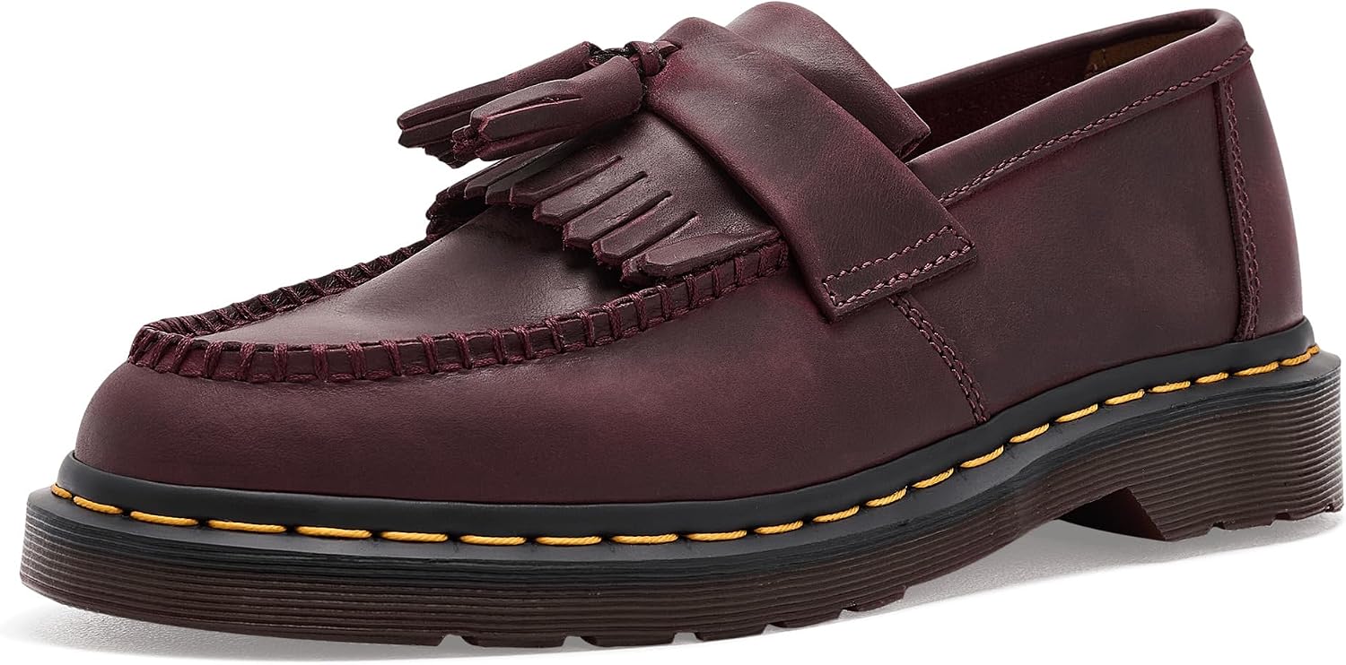 Dr. Martens Unisex Adrian Slip-On Loafer Cherry Red Crazy Horse