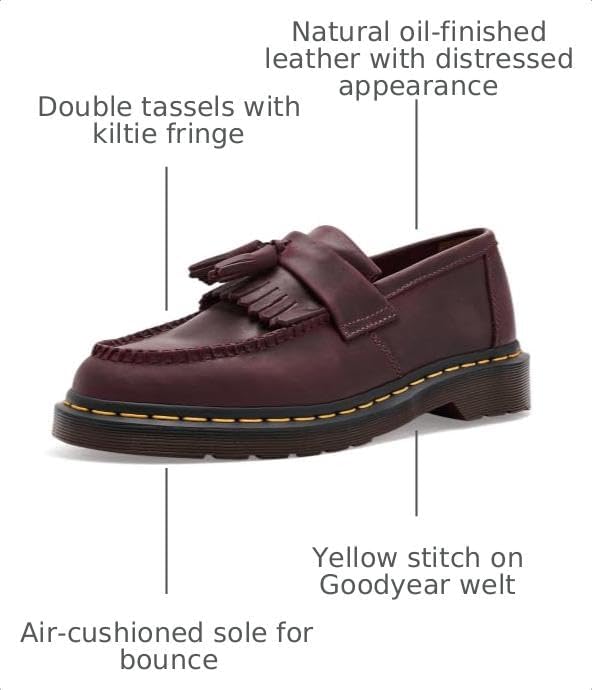 Dr. Martens Unisex Adrian Slip-On Loafer Cherry Red Crazy Horse
