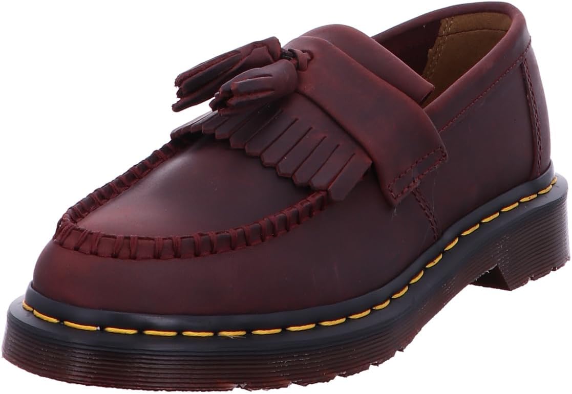 Dr. Martens Unisex Adrian Slip-On Loafer Cherry Red Crazy Horse