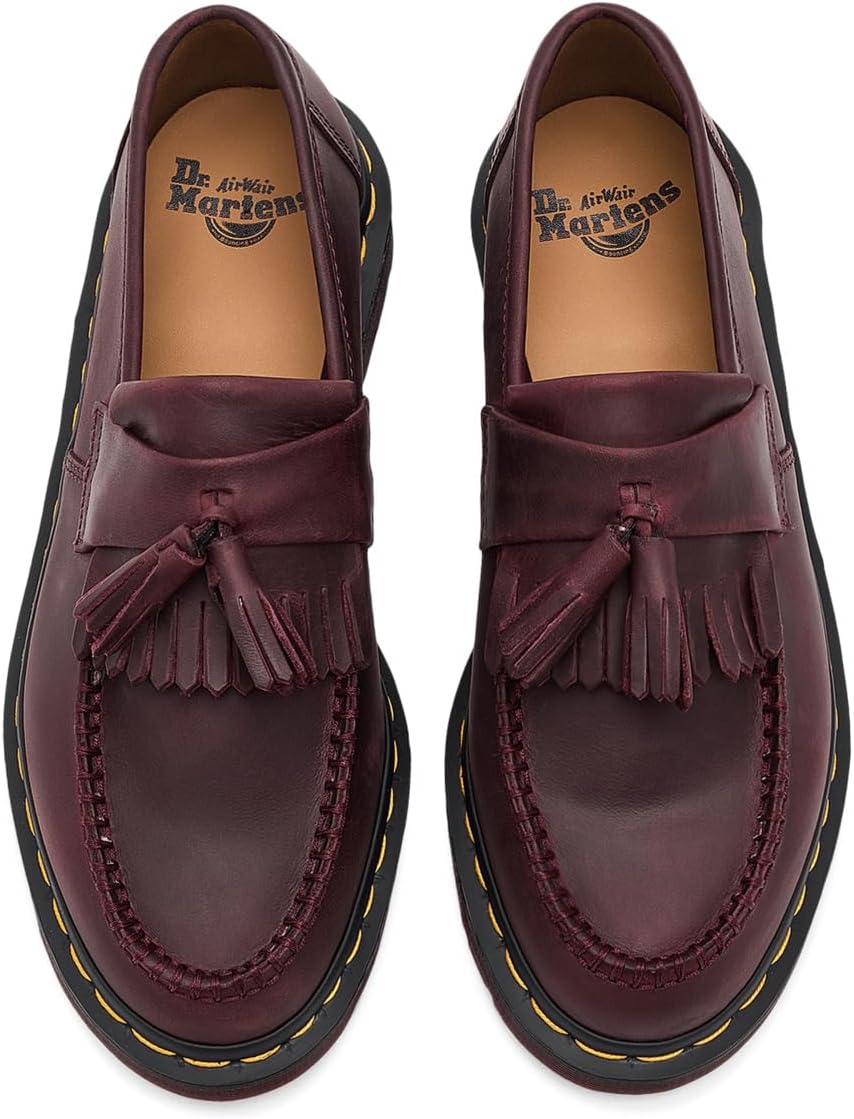 Dr. Martens Unisex Adrian Slip-On Loafer Cherry Red Crazy Horse