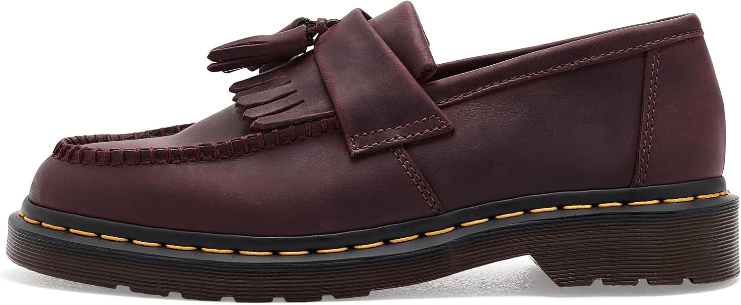 Dr. Martens Unisex Adrian Slip-On Loafer Cherry Red Crazy Horse