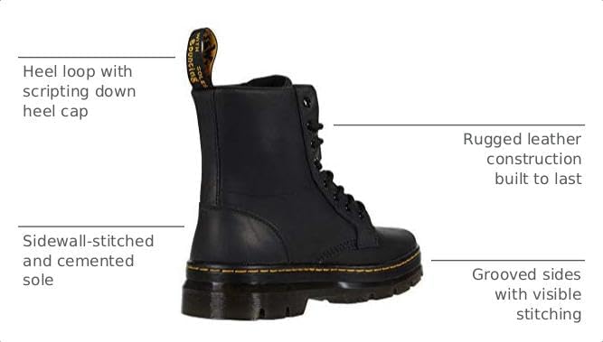 Dr. Martens Unisex Adult Combs Leather 8 Eye Boot Black Wyoming